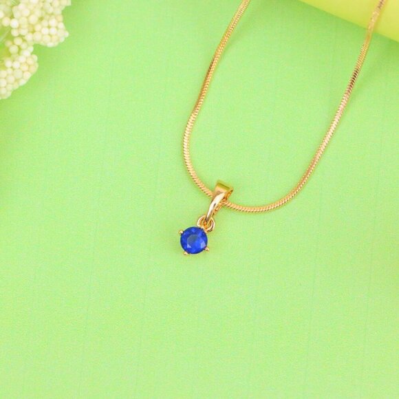 "Mini Round Blue Pendant in Rose Gold Setting with Delicate Design, XPPT1623 - Picture 11 of 13